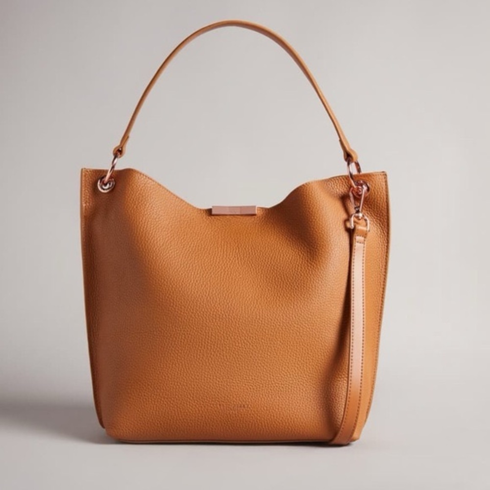 Ted Baker Soft Grain Leather Hobo Bag Brown Candiee